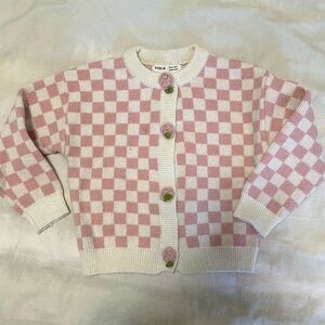 SHEIN cardigan girl 5T pink checkered